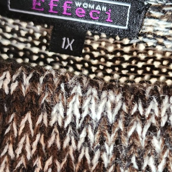 Black, Cream Cowl Neck Long Pull Over Sweater W Front Pockets. Size 1X. NWOT - Picture 4 of 11